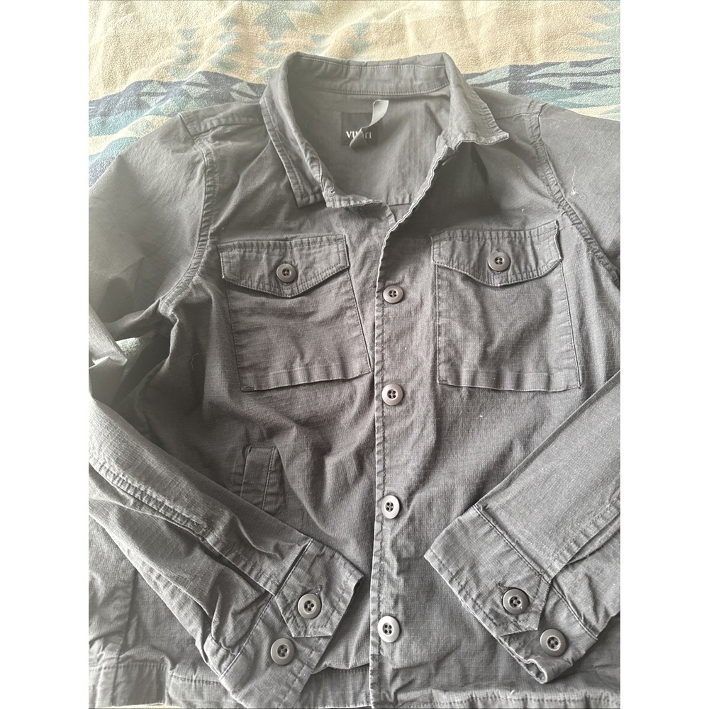 Vuori Women's Medium Light Weight Hooded Jacket Button Up Dark Gray - Picture 3 of 4